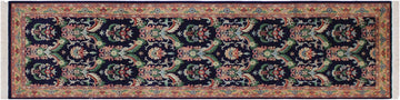 handmade Traditional Kashan Blue Gold Hand Knotted RUNNER 100% WOOL area rug 3x10